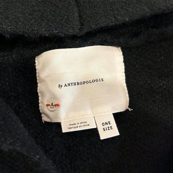NEW✨ Anthropologie Hoodie Cardigan Black Sweater Women’s One Size 🖤 - Picture 4 of 4